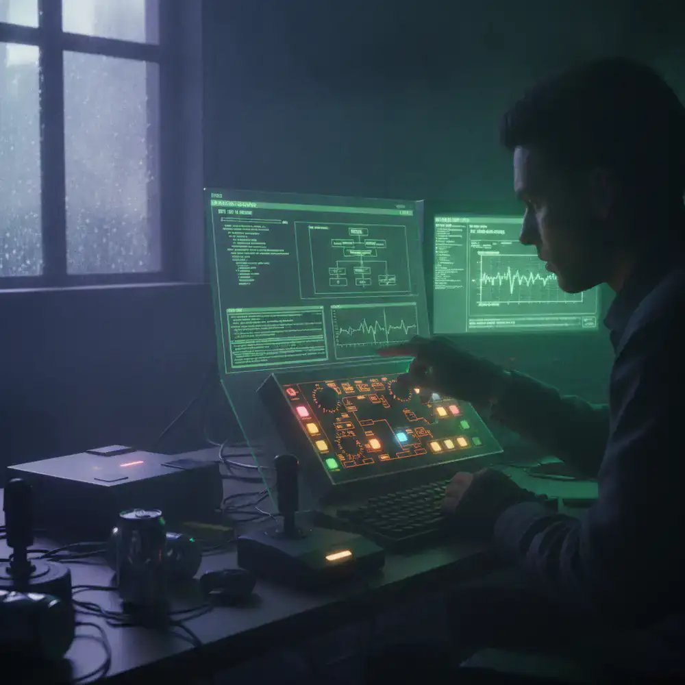 Developer adjusting game logic configurations during beta testing